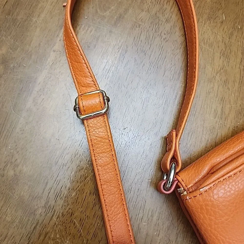 Kate Landry Handbag Purse Padded Tablet Pocket Orange Leather Bag‎